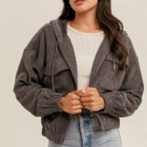 Cozy Corduroy Zip-Up Hoodie - NWT